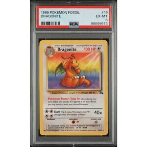 1999 Pokemon Fossil #19 Dragonite PSA 6